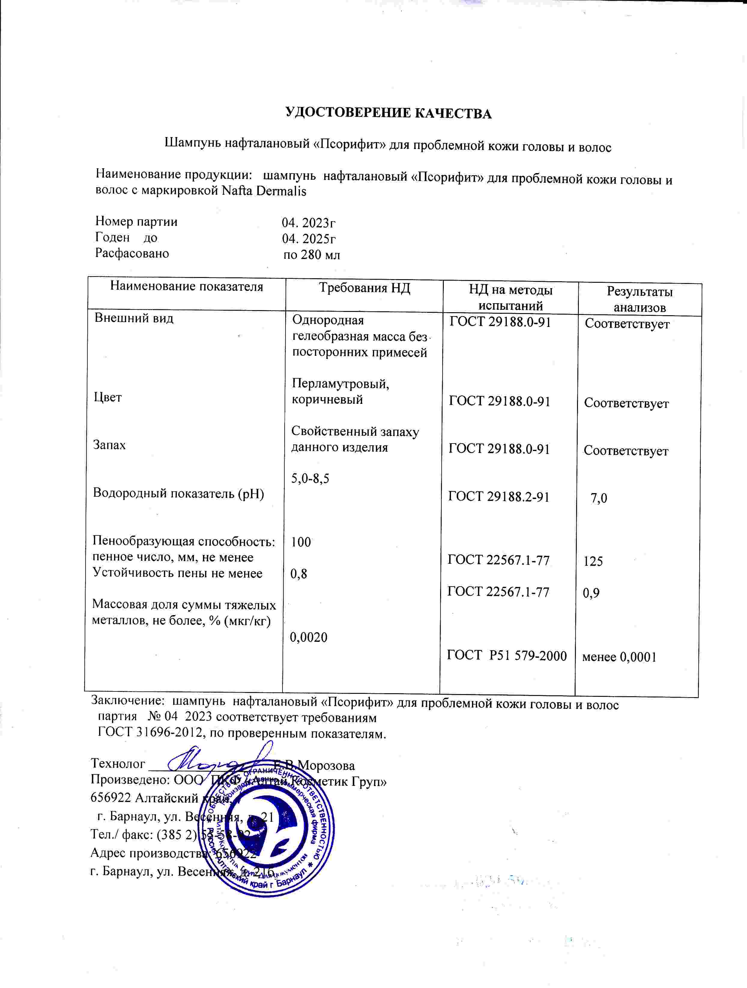 Паспорт №042023